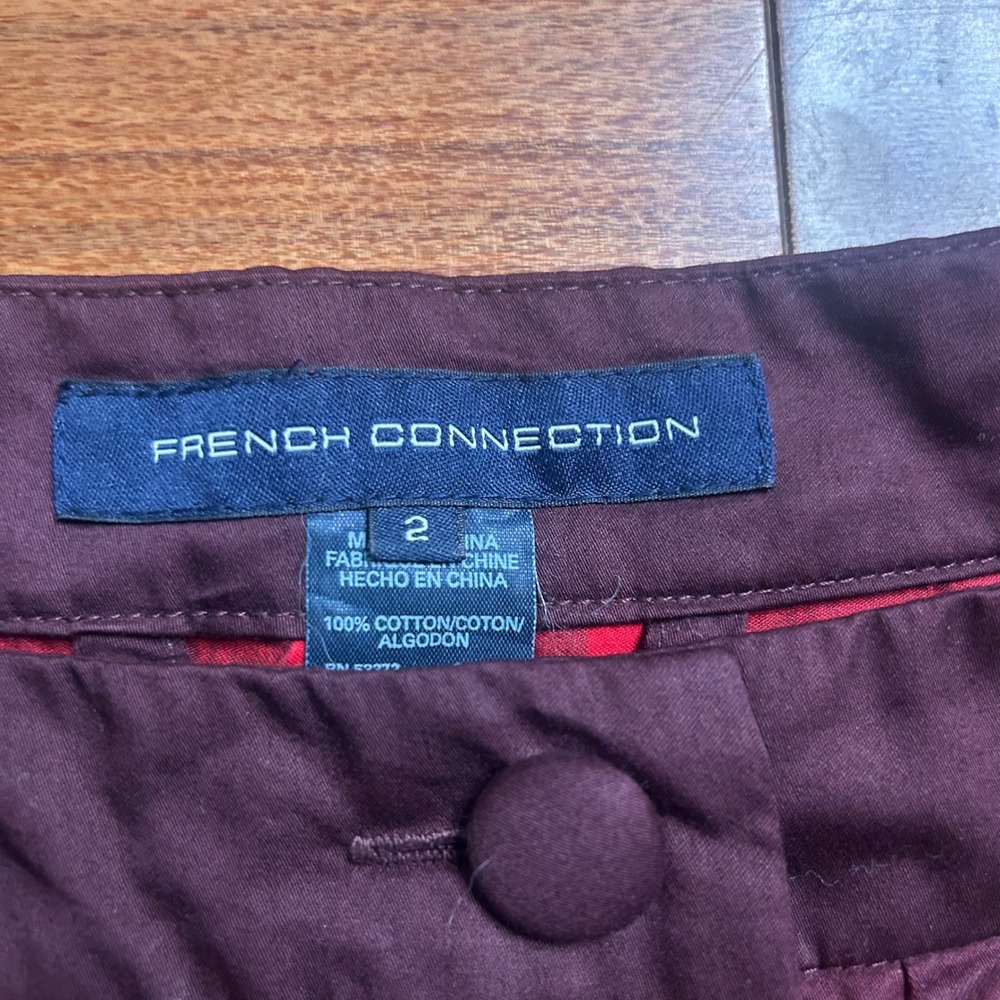 French‎ Connection Floral Print babydoll Dress Pockets Button Front Red Brown - Picture 6 of 8